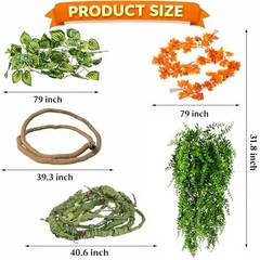 Reptile Vines Plants for Terrarium, Flexible Vines Jungle Climbing Branch with L