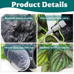Reptile Water Dish with Dripper, Adjustable Wall-Mounted Water Bowl for Terra…