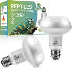 Reptile Heat Lamp Bulbs Simulate Natural Sunlight Heat Light Bulb 2 Pack 100W