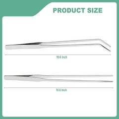 Syn-zer 2PCS Stainless Steel Reptile Feeding Tongs, 10.6 inch Straight Silver