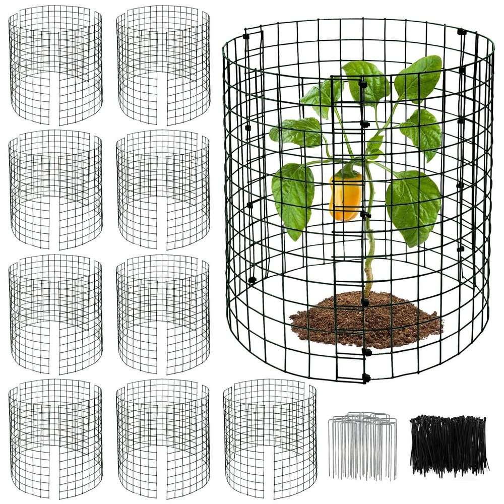 KEOHOLI 10 Packs Plant Protectors Cages from Animals, 12″ x 12″ 30 Pcs Wire M…