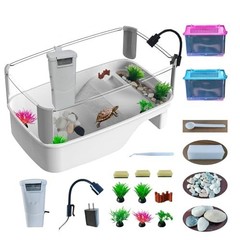 Small Turtle Tank Habitat Kit with Basking Platform for Turtles, Crayfish & Aqua