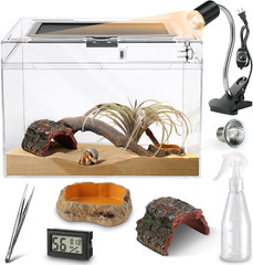 Reptile Tank 7 Piece Starter Kit with Escape Proof Locking Lid Small | All in On