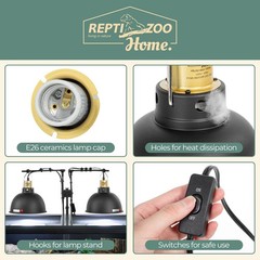 2 Pack Reptile Light Fixture, 8.5in Deep Dome Reptile Heat Lamp Fixture with …