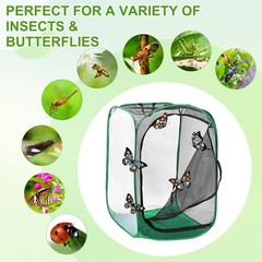 Outdoor Butterfly Habitat Cage Terrarium [Black with Green, 24 x 24 x 35 Inch]