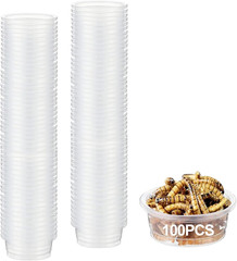 0.5Oz Crested Gecko Food and Water Feeding Cups, Reptile Feeder Bowls, Plastic R