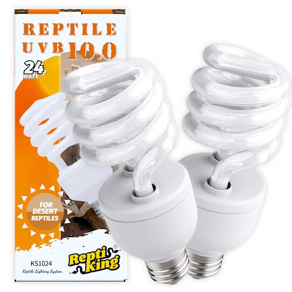 UVB Reptile Light, 2-Pack 10.0 24W UVB Bulbs, UVA UVB Reptile Light Bulb Lamp…