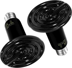 Reptile Heat Lamp 100W 2-Pack Ceramic Heat Emitter, No Light Emitting Heat Bulbs