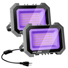30W LED Black Lights 2 Pack, Blacklight Flood Light with 30W, Silver-30w