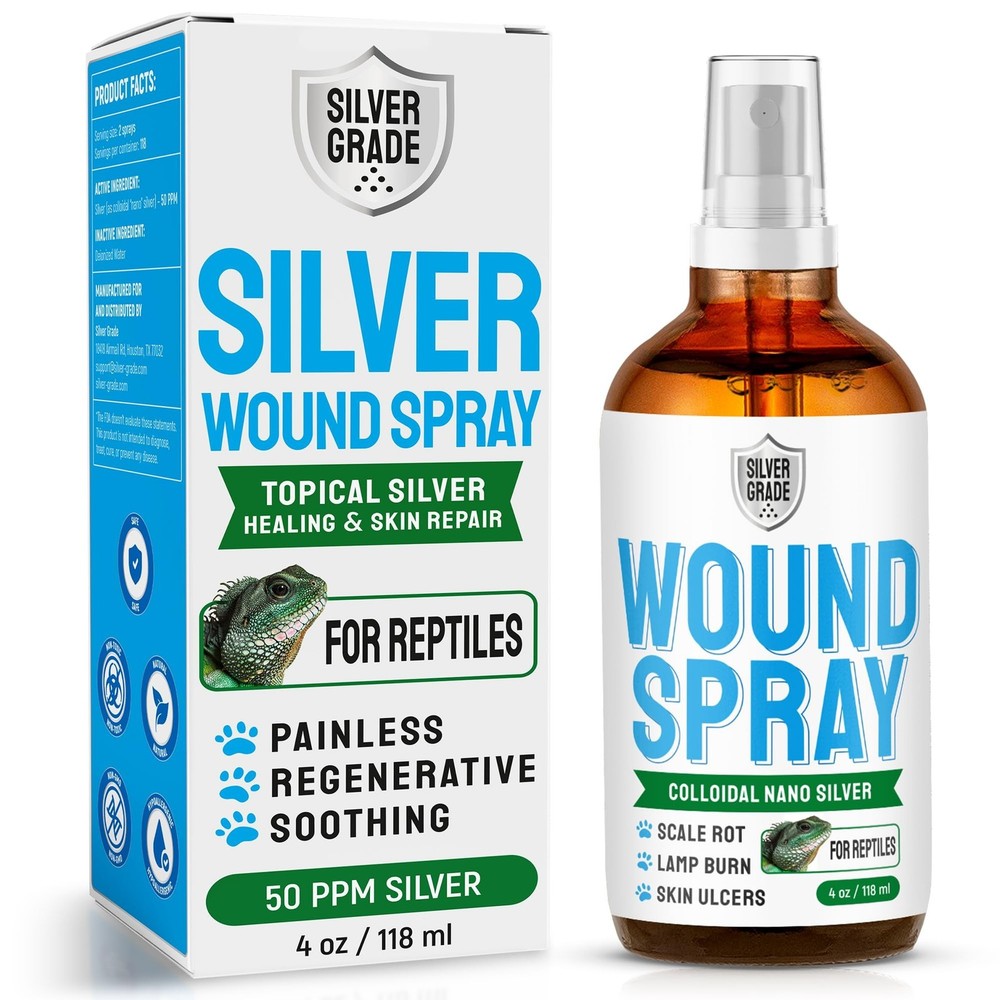 Reptile Wound Care Spray with Silver – for Wounds, Cuts, Scale Rot, Burns,