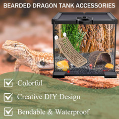 Bearded Dragon Tank Accessories, Reptile Mat Hammock Plants Bridge Jungle Climbe