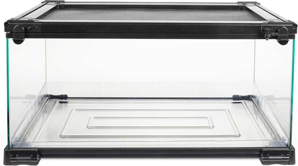 Quickbuild Reptile 10 Gallon Glass Terrarium Habitat with Bedding Tray for Gecko
