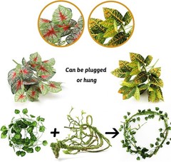 Artificial Reptile Plants with Suction Cups – Lush Vines for Terrarium Style