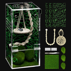 Jumping Spider Enclosure Kit,Escape Proof Praying Mantis Small, Green