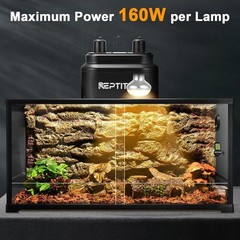 Dual Reptile Light Fixture with Independent Switches, Max 160W – Black Design