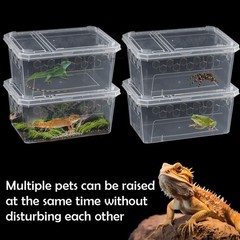 4 Pack Reptile Feeding Box Breeding Box Transparent Cage Habitat Hatching Con…