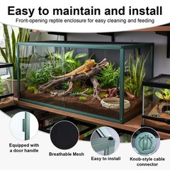 Reptile Enclosure 120 Gallon Large Reptile Terrarium Habitat Tank, 48″x24″x24″