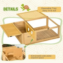 Pawhut Wooden Tortoise House Indoor Turtle Habitat Enclosure Outdoor Reptile