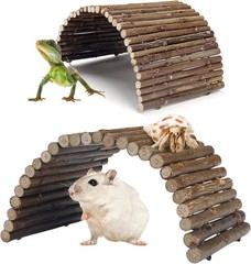 2PCS Reptile Hideout Hermit Crab Bendable Bridge Wooden Hermit Crab Hideout