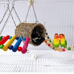 3 PCS Hamster Hanging Hammock Basket Wooden Rat Ladder Swing Set Cage Climbing