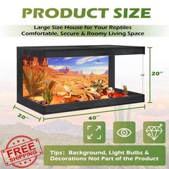 Royxen Bearded Dragon Tank 40″ Black 64 Gal Reptile Terrarium