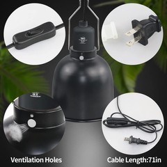 Reptile Light Fixture 5.5 Inch Aluminum Deep Dome Heat Lamp Holder UVB