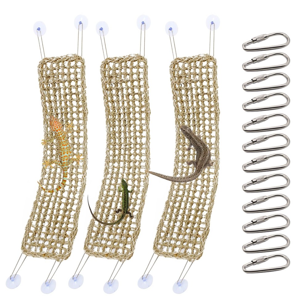 3 Pieces Bearded Dragon Hammock Reptile Hammock Lizard Climbing Lounger with …