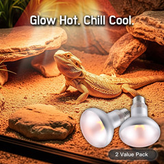 100W 2-Pack Reptile Basking Heat Bulb – UVA Daylight Heat Lamp for Bearded
