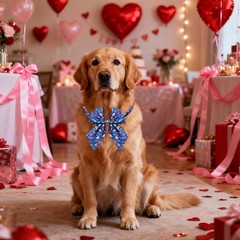 10 PCS Valentines Day Dog Collar Bow Ties Medium Large Adjustable Pet Grooming