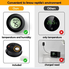 Reptile Tank Accessories, 2 PCS Thermometer and Humidity Black Round
