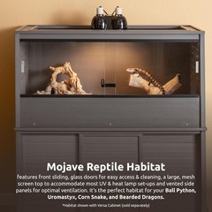 Wide Large Reptile Habitat Terrarium Tank with Sliding Glass Doors Mesh Top Easy