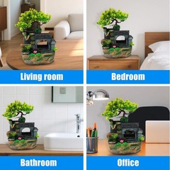 Tabletop Waterfall Fountain – 11 in Rockery Humidifier with Color-Changing LE…
