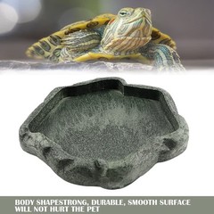 Reptile Water Dish Bowl Resin Rock Reptile Food and Water Feeder Pet Aquarium…