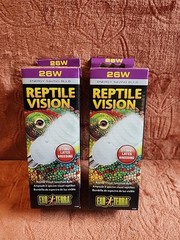(2) ExoTerra Reptile Vision Spectrum Bulbs 26W PT2346. Energy Saving Bulbs. NEW