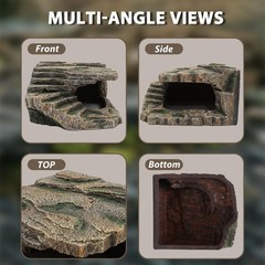 Extra Large Resin Reptile Cave Hideout, Rock-Style Basking Platform, Aquarium…