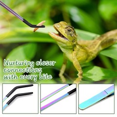 Pinzas de acero inoxidable para alimentación de reptiles con punta de goma
