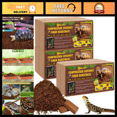 6 Pack Organic Coconut Fiber Substrate Coco Coir Bedding for Reptiles & Amphibia