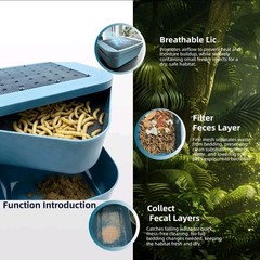 Zmiyivara Mealworm Breeding Kit, Live Feeder Worm Farm for Reptiles, blue