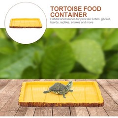 Rectangle Creative Reptile Feeding Basin Tortoise Food Container 2pcs Yellow