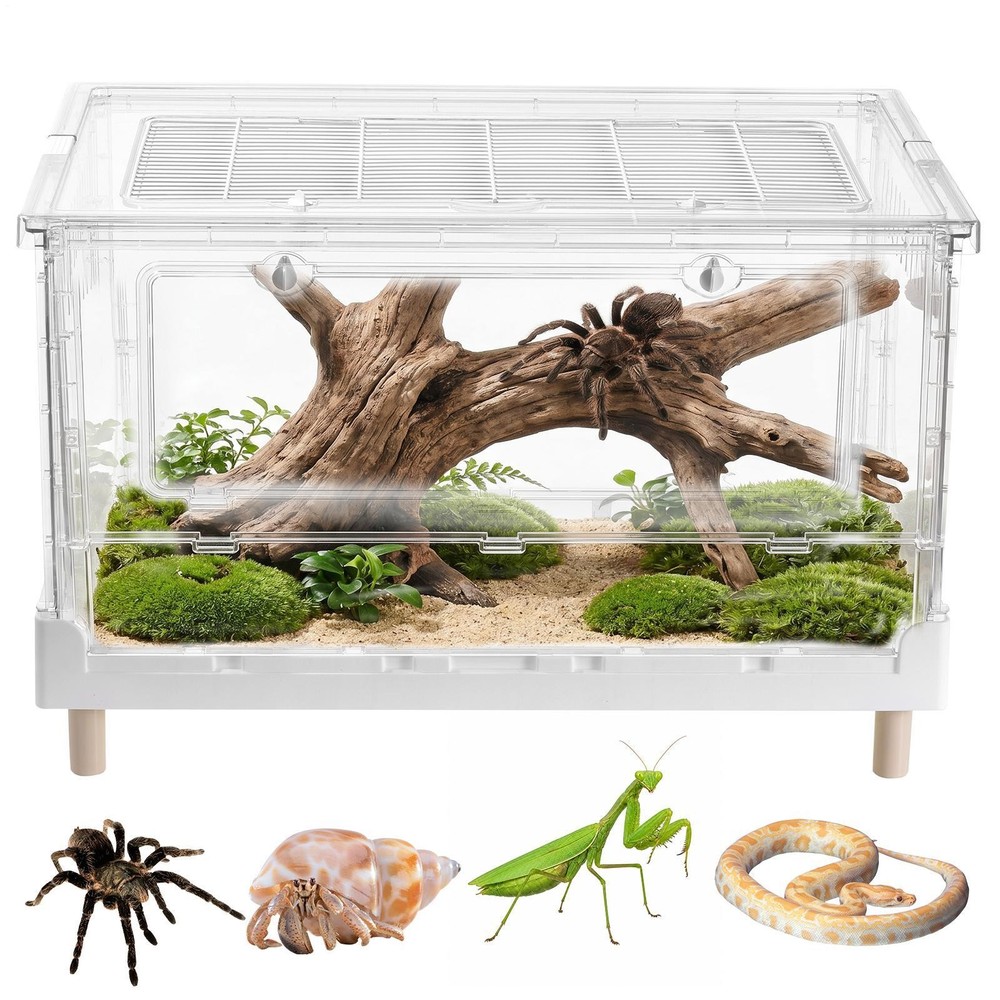 Reptile Enclosure Terrarium 30 Gal 28″x18″x17″ Clear Low Habitat Foldable