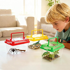 15 Pcs Small Plastic Reptile Carrier, Tarantula Enclosure Snake Breeding Box, Mi