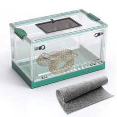 Large Reptile Habitat Tank with Sliding Screen for Snakes, Lizards & Frogs