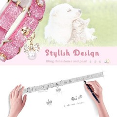 PetsHome Cat Collar, Dog Collar, [Bling Rhinestones] PU Leather Adjustable Pe…