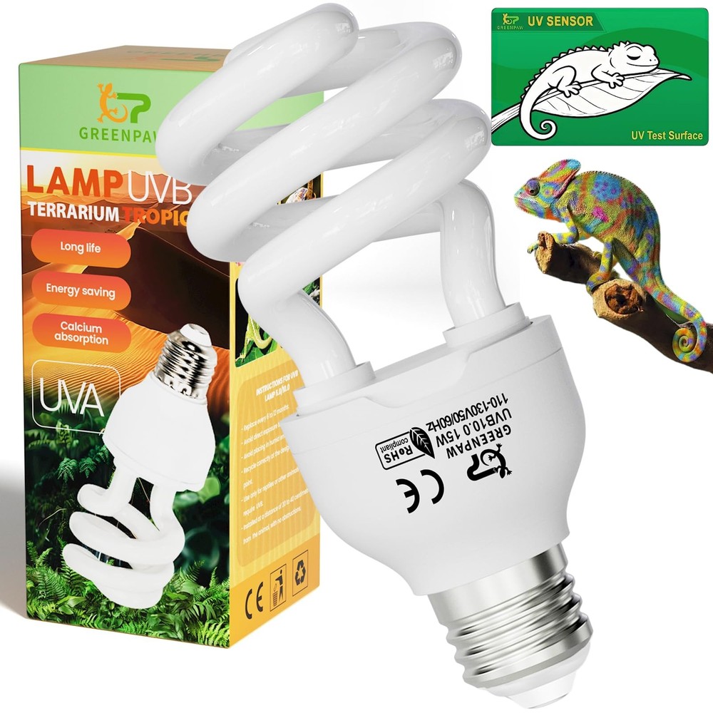 15W Tropical UVB 5.0 Reptile Light Compact Fluorescent Lamp With UV Sensor