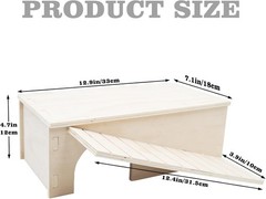 Bearded Dragon Hide Cave Wooden Lizard Hideout W/ Climbing Ramp Reptile Habitat