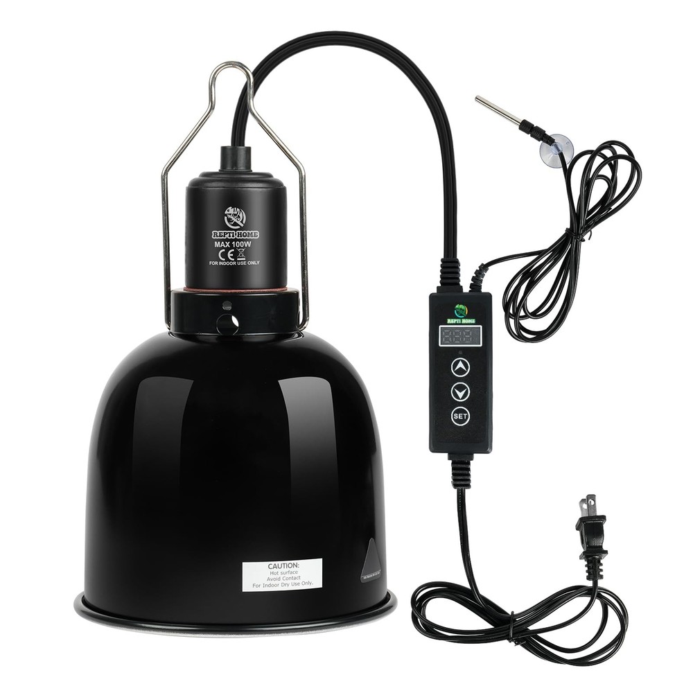 Reptile Light Fixture with Dimming Thermostat, 5.5 Inch Deep Dome Light Fixtu…