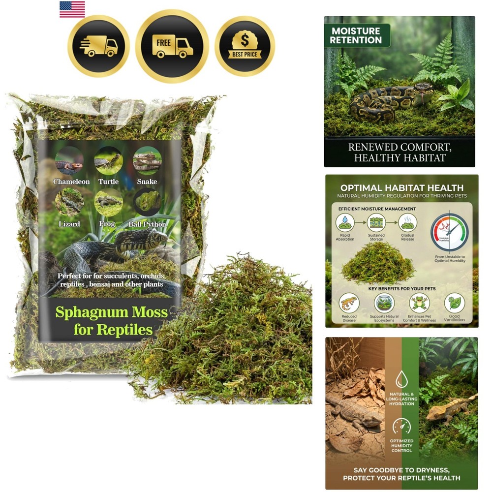Reptile Moss Substrate for Humidity Hiding Nesting Bedding 5oz