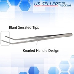 New 1 Pc 12″ Reptile Snake Feeding Tongs Tweezers Curved Stainless Steel Deluxe