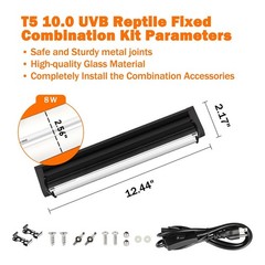 T5 10.0 UVB Reptile Light Fixture, T5 UVA UVB Light Tube Lamp Blub 8W 12″ for…