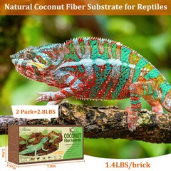 2 Pack Natural Coconut Fiber Substrate for Reptile- Premium Compressed Coconu…